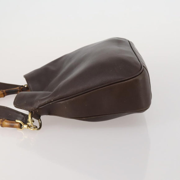 GUCCI Bamboo Shoulder Bag Leather 2way Brown Gold 001 3444 1638 Auth 197159