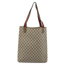 GUCCI GG Supreme Web Sherry Line Tote Bag PVC Beige 47 02 2140 Auth 197160-2