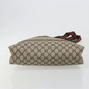 GUCCI GG Supreme Web Sherry Line Tote Bag PVC Beige 47 02 2140 Auth 197160-5