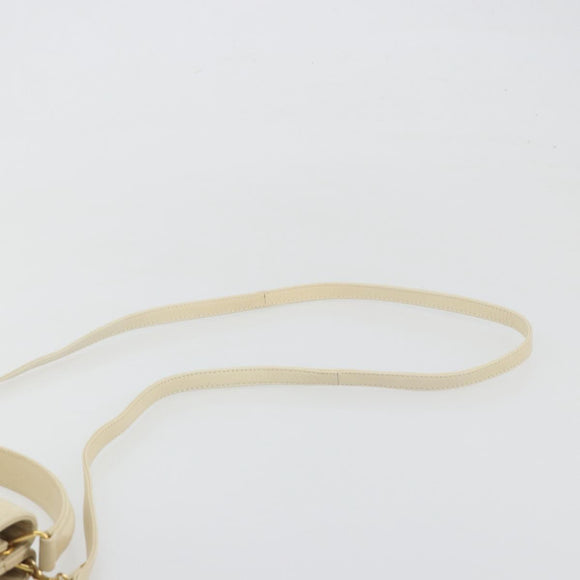 BALLY Shoulder Bag Leather 2way Ivory Gold Auth 197162A