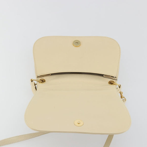 BALLY Shoulder Bag Leather 2way Ivory Gold Auth 197162A