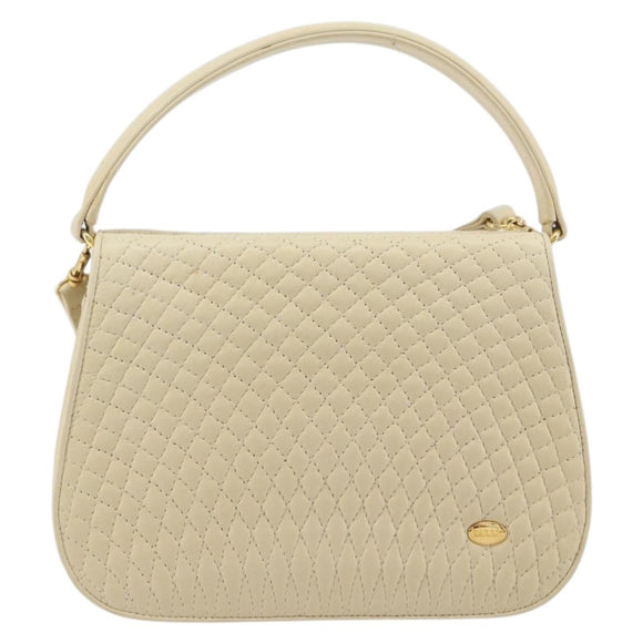BALLY Shoulder Bag Leather 2way Ivory Gold Auth 197162A