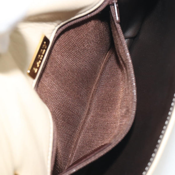 BALLY Shoulder Bag Leather 2way Ivory Gold Auth 197162A