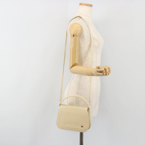 BALLY Shoulder Bag Leather 2way Ivory Gold Auth 197162A