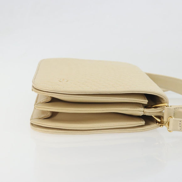 BALLY Shoulder Bag Leather 2way Ivory Gold Auth 197162A