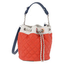 CHANEL Matelasse Chain Shoulder Bag Caviar Skin 2way Red Silver CC Auth 197163M-1