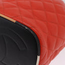 CHANEL Matelasse Chain Shoulder Bag Caviar Skin 2way Red Silver CC Auth 197163M-17