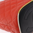 CHANEL Matelasse Chain Shoulder Bag Caviar Skin 2way Red Silver CC Auth 197163M-18