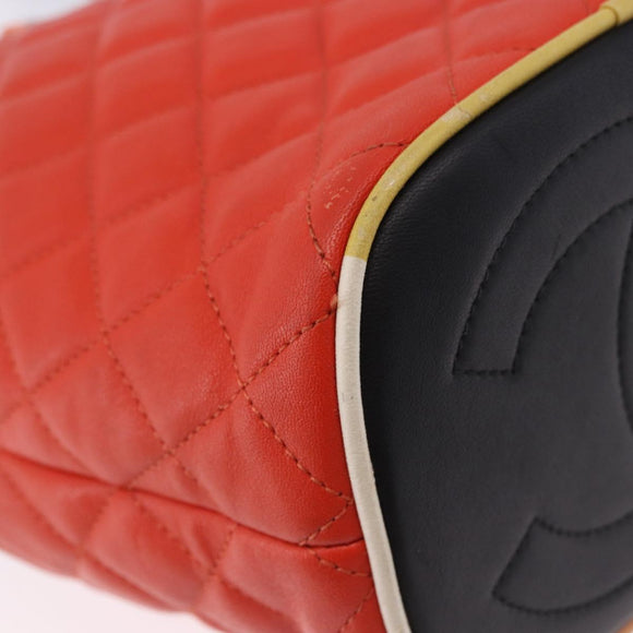 CHANEL Matelasse Chain Shoulder Bag Caviar Skin 2way Red Silver CC Auth 197163M
