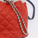 CHANEL Matelasse Chain Shoulder Bag Caviar Skin 2way Red Silver CC Auth 197163M-20