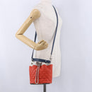 CHANEL Matelasse Chain Shoulder Bag Caviar Skin 2way Red Silver CC Auth 197163M-26