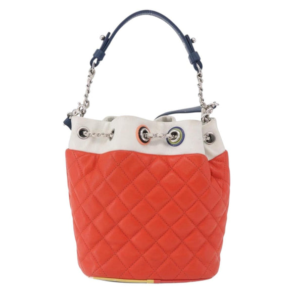 CHANEL Matelasse Chain Shoulder Bag Caviar Skin 2way Red Silver CC Auth 197163M