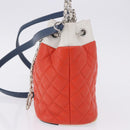 CHANEL Matelasse Chain Shoulder Bag Caviar Skin 2way Red Silver CC Auth 197163M-3