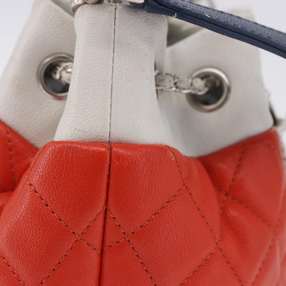 CHANEL Matelasse Chain Shoulder Bag Caviar Skin 2way Red Silver CC Auth 197163M