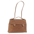LOEWE Hand Bag Leather 2way Brown Gold Auth 197164-1