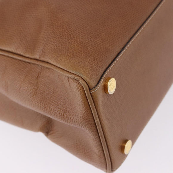 LOEWE Hand Bag Leather 2way Brown Gold Auth 197164