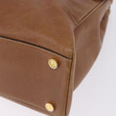 LOEWE Hand Bag Leather 2way Brown Gold Auth 197164-16