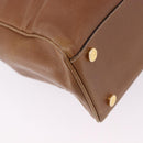 LOEWE Hand Bag Leather 2way Brown Gold Auth 197164-17