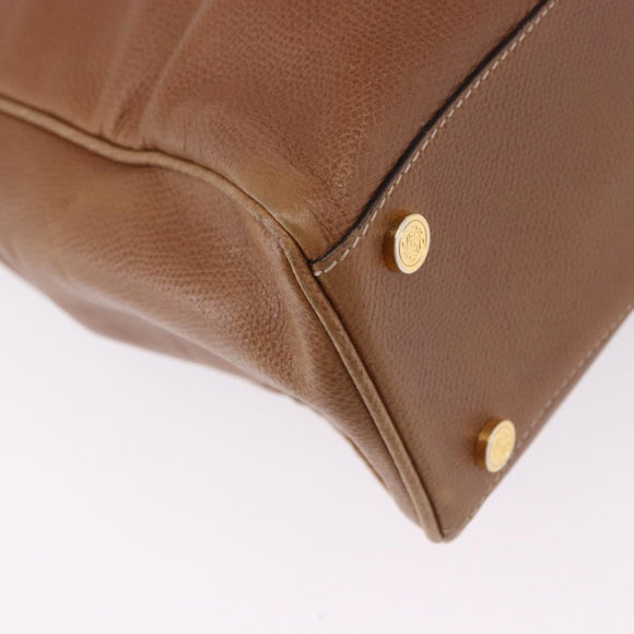 LOEWE Hand Bag Leather 2way Brown Gold Auth 197164