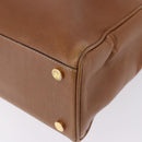 LOEWE Hand Bag Leather 2way Brown Gold Auth 197164-10