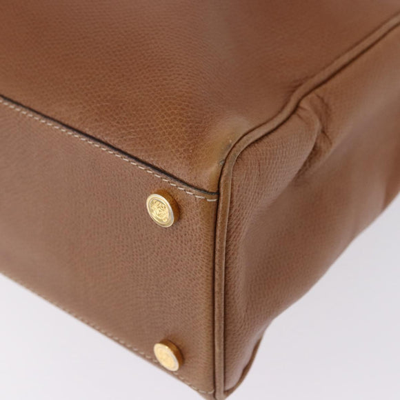 LOEWE Hand Bag Leather 2way Brown Gold Auth 197164