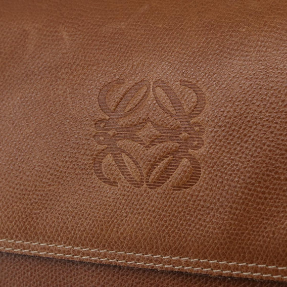 LOEWE Hand Bag Leather 2way Brown Gold Auth 197164