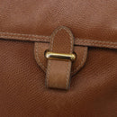 LOEWE Hand Bag Leather 2way Brown Gold Auth 197164-20