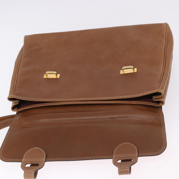 LOEWE Hand Bag Leather 2way Brown Gold Auth 197164