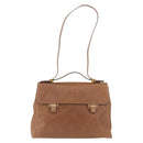 LOEWE Hand Bag Leather 2way Brown Gold Auth 197164-13