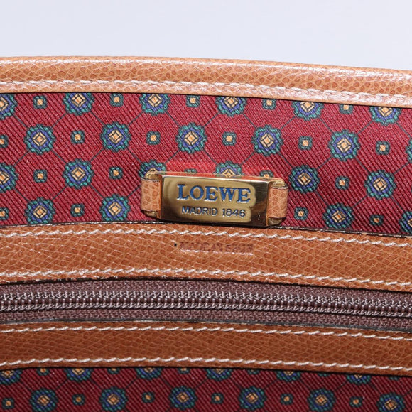 LOEWE Hand Bag Leather 2way Brown Gold Auth 197164