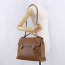 LOEWE Hand Bag Leather 2way Brown Gold Auth 197164-26
