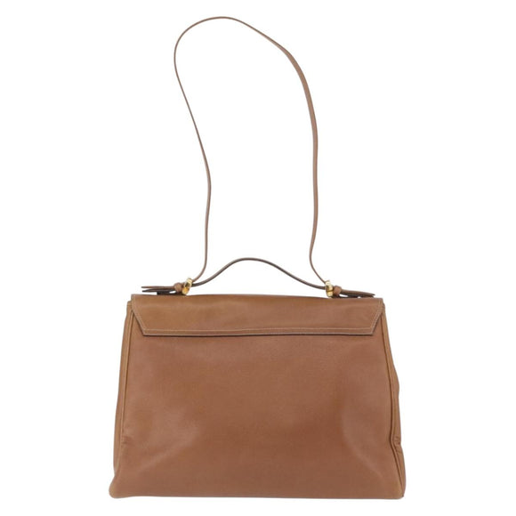 LOEWE Hand Bag Leather 2way Brown Gold Auth 197164