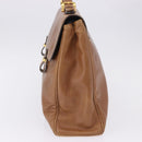 LOEWE Hand Bag Leather 2way Brown Gold Auth 197164-3