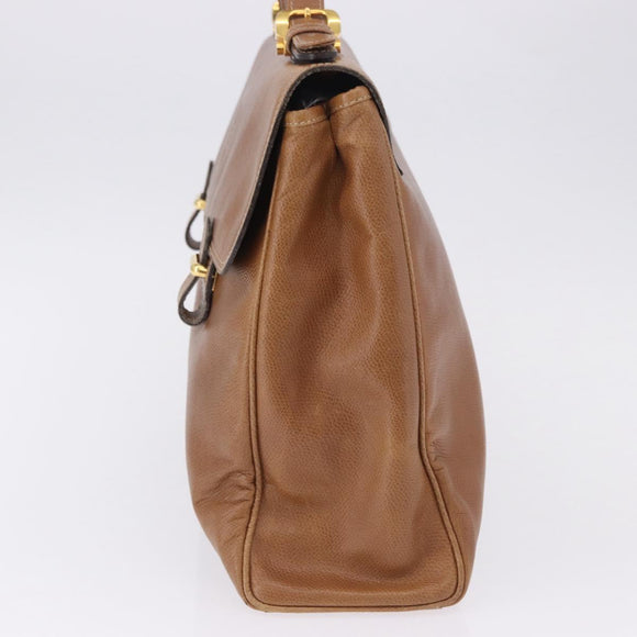 LOEWE Hand Bag Leather 2way Brown Gold Auth 197164