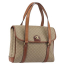 CELINE Macadam Canvas Hand Bag PVC Beige Gold Auth 197166-1