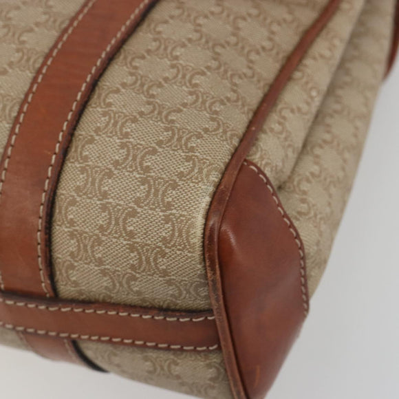 CELINE Macadam Canvas Hand Bag PVC Beige Gold Auth 197166