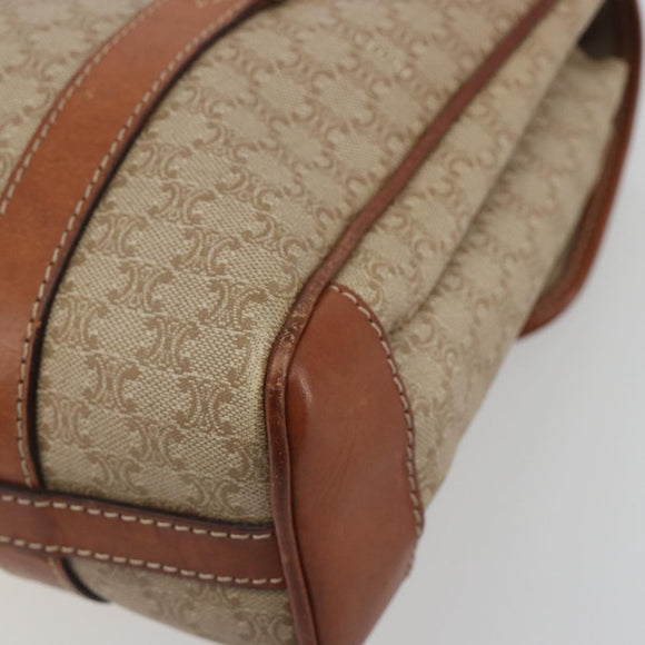 CELINE Macadam Canvas Hand Bag PVC Beige Gold Auth 197166