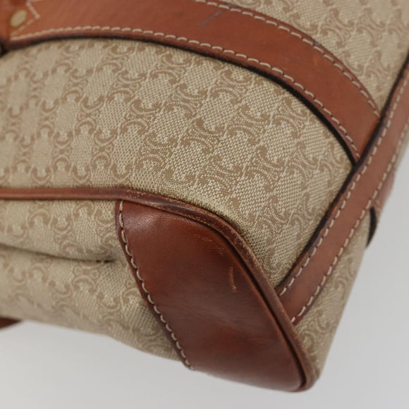 CELINE Macadam Canvas Hand Bag PVC Beige Gold Auth 197166