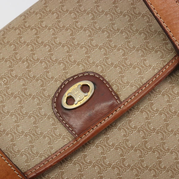CELINE Macadam Canvas Hand Bag PVC Beige Gold Auth 197166