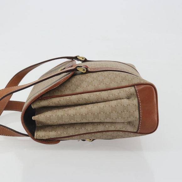 CELINE Macadam Canvas Hand Bag PVC Beige Gold Auth 197166