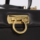 Salvatore Ferragamo Gancini Hand Bag Leather 2way Brown Gold Auth 197167-17
