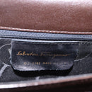 Salvatore Ferragamo Gancini Hand Bag Leather 2way Brown Gold Auth 197167-19
