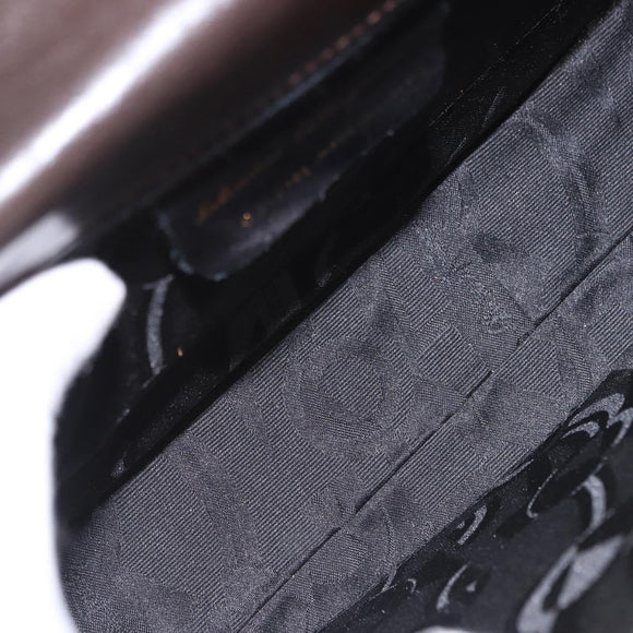 Salvatore Ferragamo Gancini Hand Bag Leather 2way Brown Gold Auth 197167
