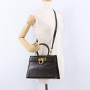Salvatore Ferragamo Gancini Hand Bag Leather 2way Brown Gold Auth 197167-28