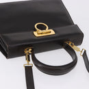 Salvatore Ferragamo Gancini Hand Bag Leather 2way Brown Gold Auth 197167-6