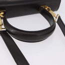 Salvatore Ferragamo Gancini Hand Bag Leather 2way Brown Gold Auth 197167-7
