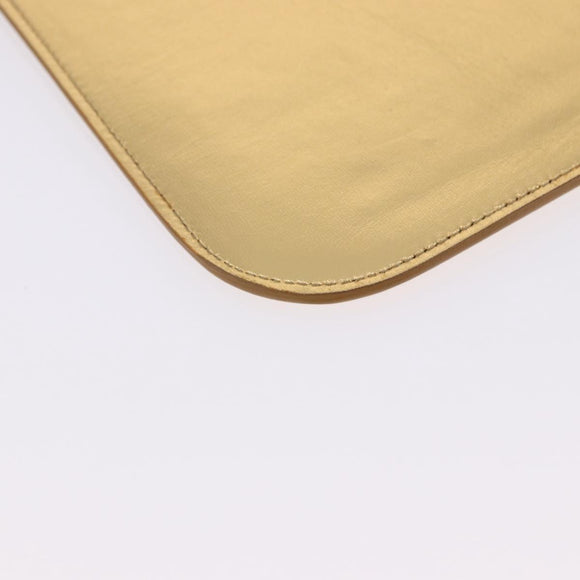 SAINT LAURENT iPad Case Leather Gold Auth 197169M