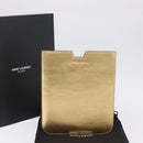 SAINT LAURENT iPad Case Leather Gold Auth 197169M-19