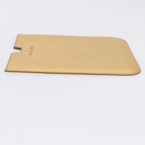 SAINT LAURENT iPad Case Leather Gold Auth 197169M
