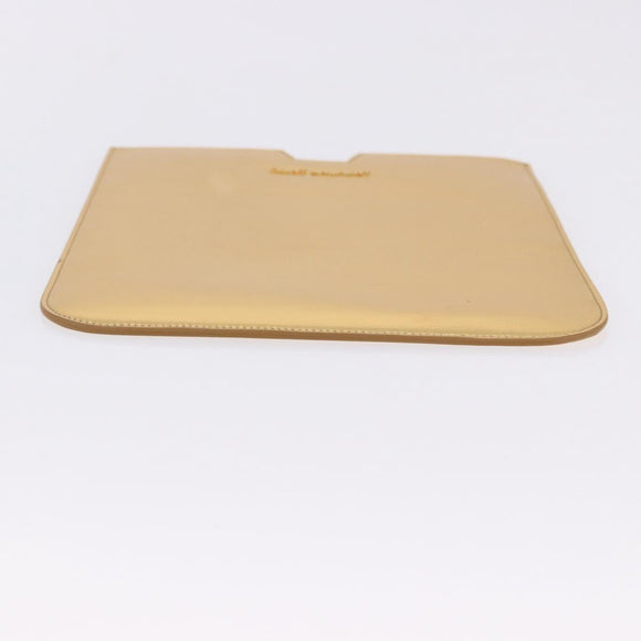 SAINT LAURENT iPad Case Leather Gold Auth 197169M